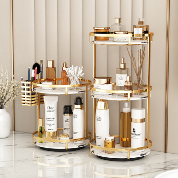 High-Quality Bathroom Shelf Organizer: 360° Rotating Cosmetic Storage Box with Lipstick Holder & Makeup Brush Rack