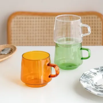 Colored Glass Tea Cups Coffee Mugs
