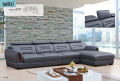 Темно-серый секционный диван из натуральной кожи