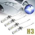 4pcs/set H3 5630 10SMD White LED Car Fog Lamp Auto Driving Brake Parking Tail Light Signal Lamp Bulb