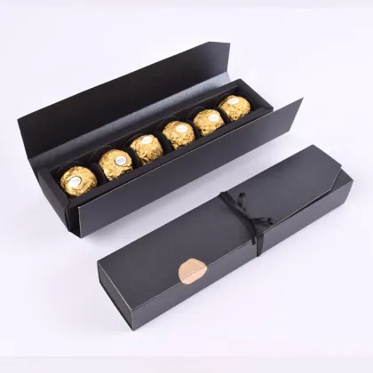Black Rectangle Chocolate Paper Box Dessert Packaging Box