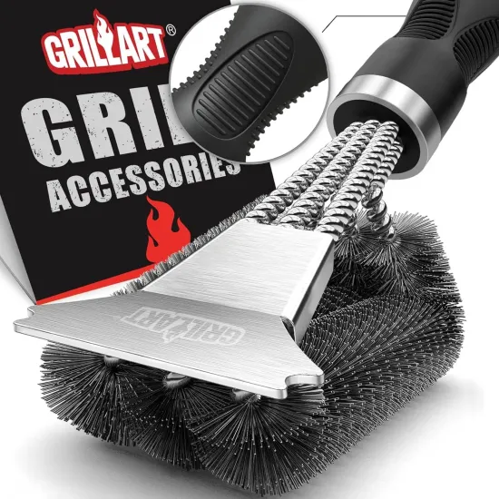 Reusable Non-Stick Easy to Clean BBQ Grill Cleaning Brush with Deluxe Handle
