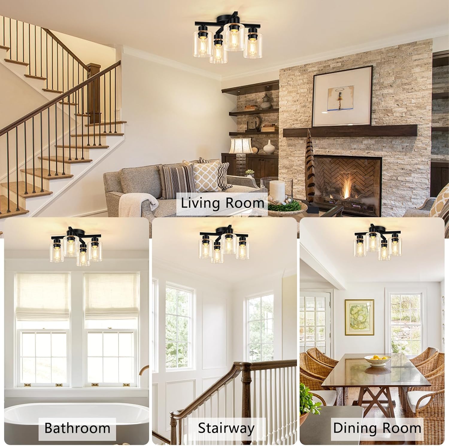 Semi Flush Mount Ceiling Light glass shade (7)