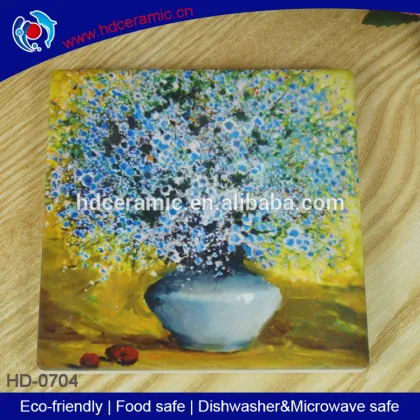 home furnishing ceramic cup mats with cork bottom,coasters printed beautiful picture