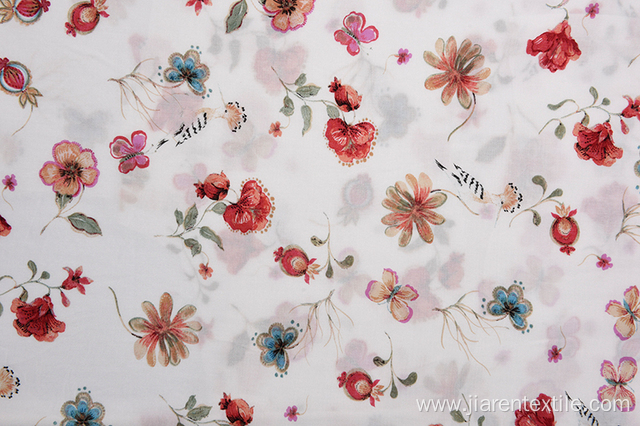 Small Flowers Pattern White BackGround Printed Fabrics