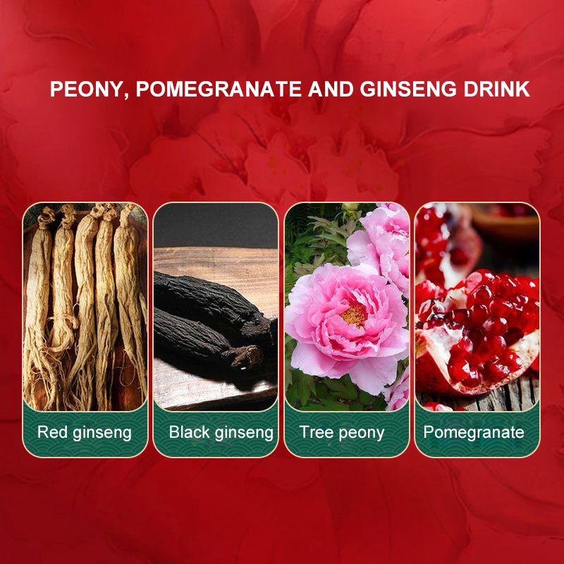 OEM/ODM Plant Extract Women Health Nourishing Immune Support Peony Extract Red Pomegranate Ginseng Women Iron Drink