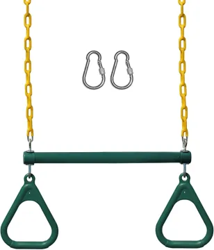 Jungle Gym Kingdom 18" Trapeze Swing Bar with Rings 48" Heavy Duty Swing Set