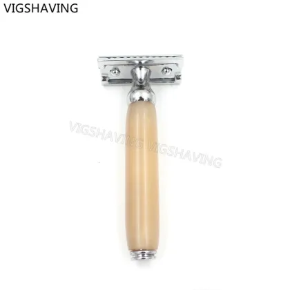 Buffalo Horn Handle Double Edge Shaving Safety Razor