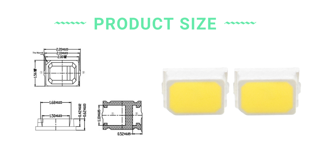 Size of 2016NW40K28L4W High-CRI LED 2016 SMD 4000K 4500K Natural White 24-28lm CRI 90