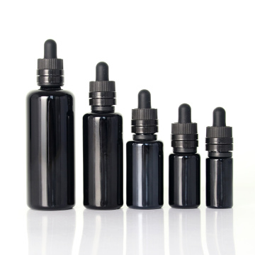 Black Serum Dropper Bottles Set with Evident Resisant Cap