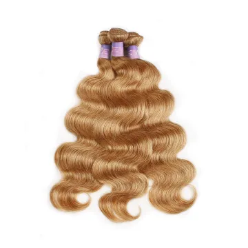 X-TRESS Light Brown Body Wave Human Hair Bundles With Closure & frontal Pre-Colored Brazilian Hair Weave Bundles With Closure