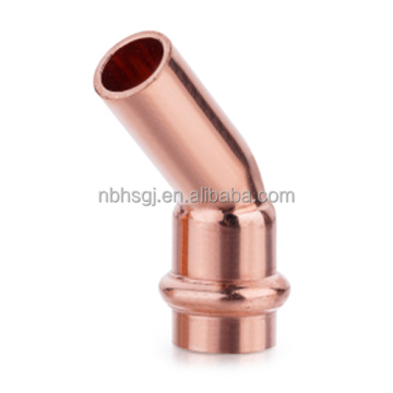 Copper Press Fittings: V Profile 45D Street Elbow for Australian Plumbing Industry as per AS 3688