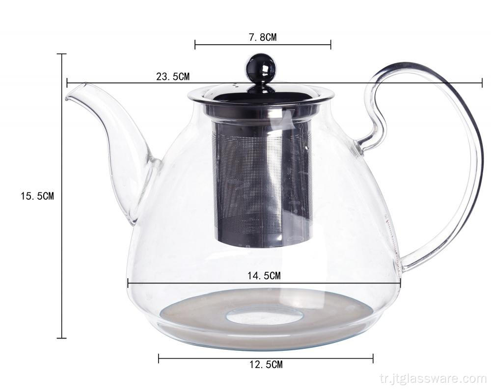 Çay Demlemek için El Yapımı Borosilikat Cam Demlik
