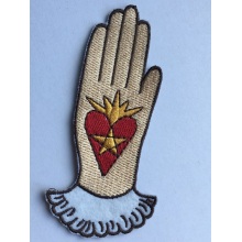 customized love in hand embroidery patch for clothes
