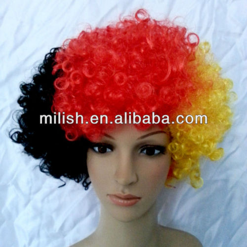 black red yellow Germany flag football fans afro wig FBW-0176