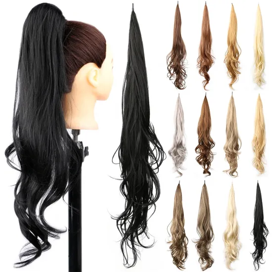 Customizable 32 Inch Curly Wave Hair Extensions: Flexible Ponytail Hairpieces