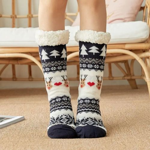 Noel tıknaz örgü kavrayıcı terlik çorapları