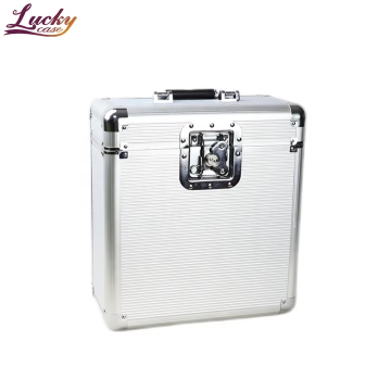 Silbermetall 12 '' Vinyl Record Box - Tragbares LP50 -Aluminiumgehäuse für 12 -Zoll -Vinyl -Rekorde