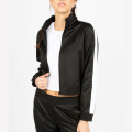 Side Stripe Sports Crop Track Jacket for Women