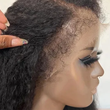 Natural Edges Skin Melt HD Lace Front Kinky Yaki Straight Human Hair Wigs