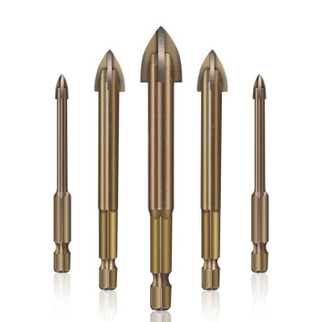 Suborui Amber Coated Quick Change Hex Shank Carbide Tile &amp; Glass Drill Bit Set