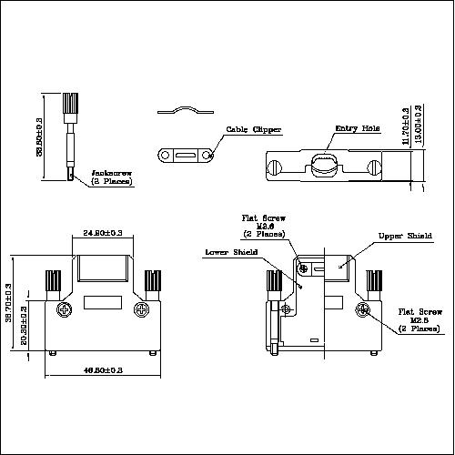 1.27mm Series Shielded Backshell Kits 40P Straight Exit With Jackscrew HPMCS01-4009X