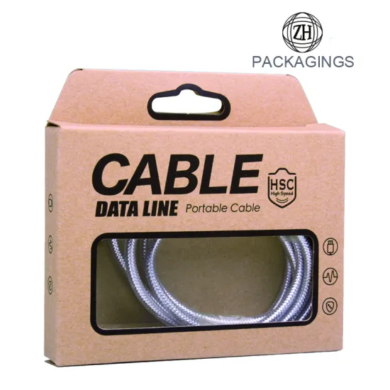 Kraft paper data cable box with pvc window