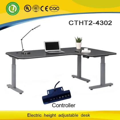 Adjustable height standing computer corner desk