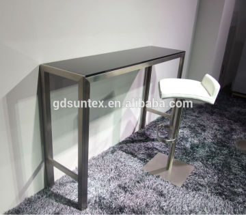 Modern stainless steel tempered glass top bar table