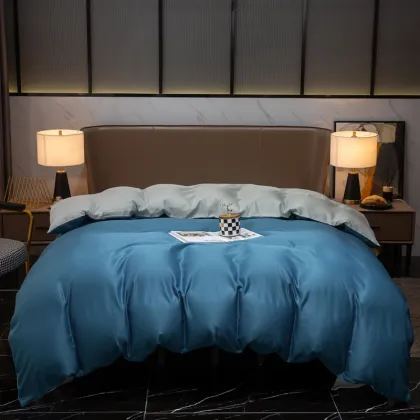 Tencel series quilt cover sapphire blue blue gray