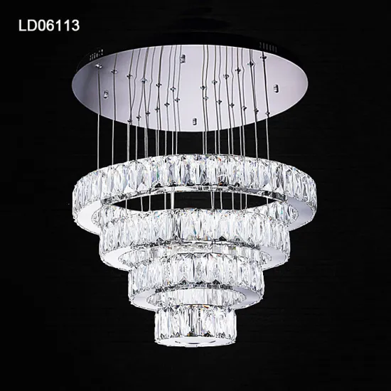 stainless steel modern rings crystal pendant light