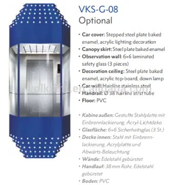 Volkslift Diamond Cabin beautifull Panorama Elevator Lift Sino-Germany Joint Venture