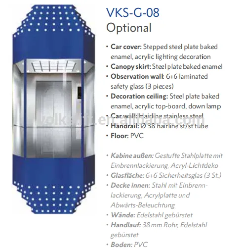 Volkslift Diamond Cabin beautifull Panorama Elevator Lift Sino-Germany Joint Venture