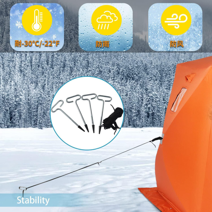 Appelsínugult vetrarís veiði tjald með fjórum hornum