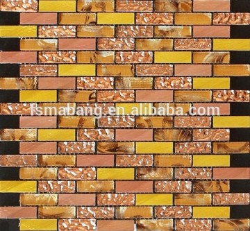 MBL4021 300x300mm Glod Staggered Glass Mixed Aluminum Mosaic Decorative Wall Glass Tile