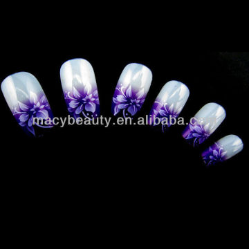 Floral printed artifical false fingernails