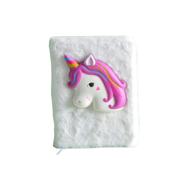 Standard A5 Squishy Unicorn Rainbow Furry Cover Gift Notebook (80 Sheets)
