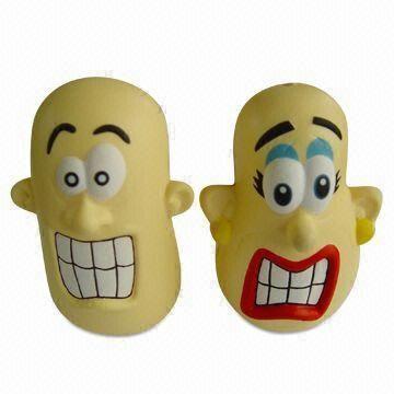 Stress Toys in Funny Expressions, Customized Logos and Colors are Welcome, Comes in Various Shapes