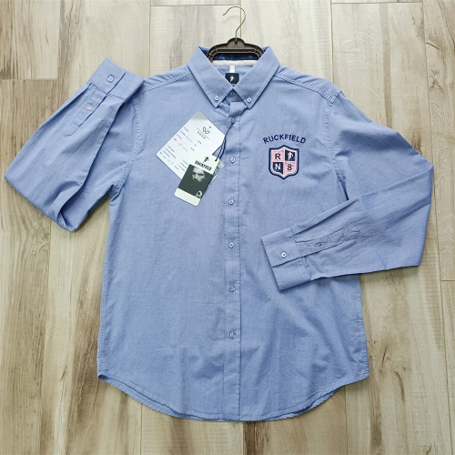 Mens Dress Shirts Men's Yarn Dye Cotton Double Contrast Collar Long Sleeve Casual Shirt Manufactory