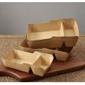 Khay đựng đồ dùng một lần bằng giấy Kraft 2 ngăn