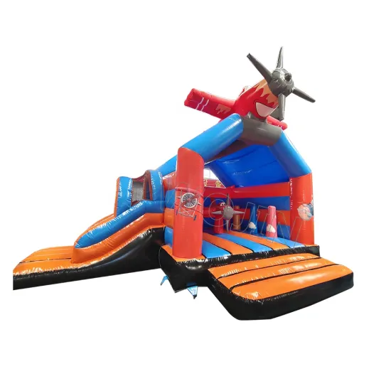 Hot Sale Inflatable Airplane Bouncy Castle with Dry Slide