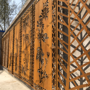 Corten steel metal fence screen room