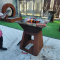 Black Corten Steel Outdoor Wood Charcoal BBQ