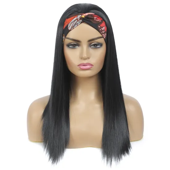 Synthetic Headband Wigs For Black Women Small Area Lace Long Straight Wig Middle Part Cosplay Wigs