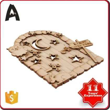 Home Decor Carved Wooden door Shape Decoration bird nest miniature wood crafts small wood crafts