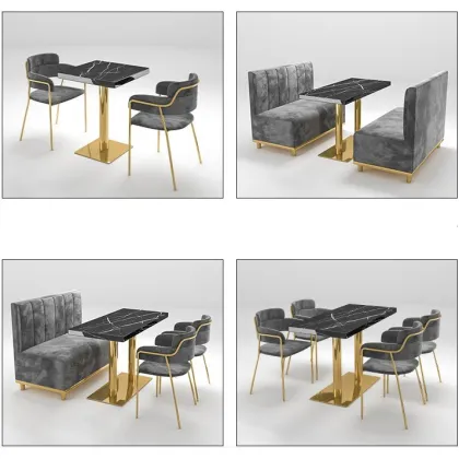 Golden Leg Velvet Restaurant Seating Sets