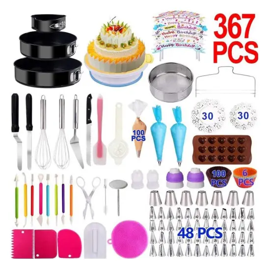 367 Piece Cake Set Baking Tools Russian Decorating Mouth Baking Tray Carving Pen Pirinting Fondant Cake Decoration Supplies