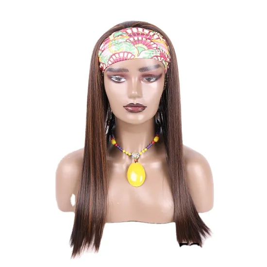 Julianna Brazilian Blonde Bangs Straight Bob Kinky Synthetic Curly Wig With Headband Afro Wig