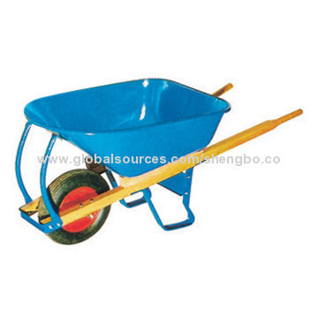 Steel-tray wheelbarrow with 200L heavy duty and wooden handle
