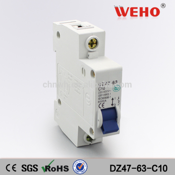 1P 10A C type 240V/415V 50HZ/60HZ Mini electronics Circuit breaker MCB C45 MCCB